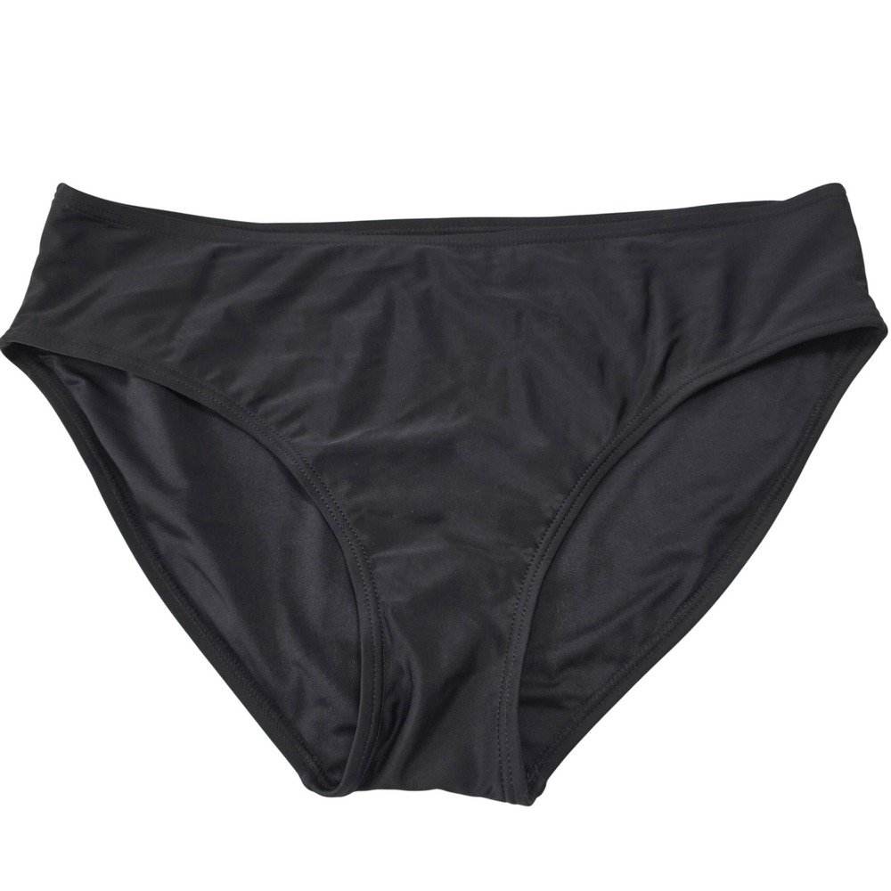 Women Size XL Bikini Swim Bottom Black Full Coverage Solid Stretch